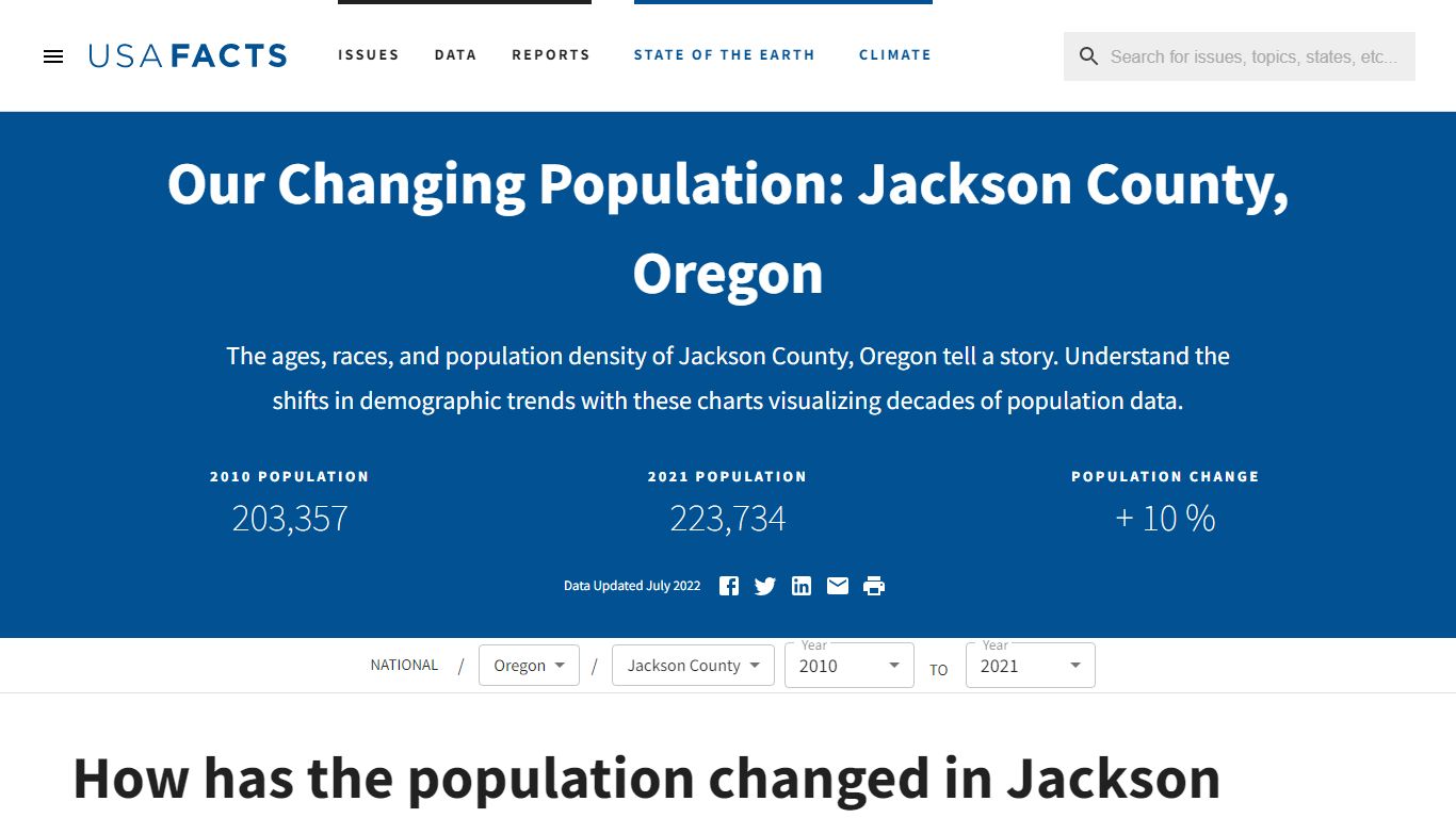 Jackson County, OR population by year, race, & more | USAFacts